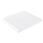 Prostokątny biały panel wygłuszający Basotect o wymiarach 25x50 cm z profilem klinowym.