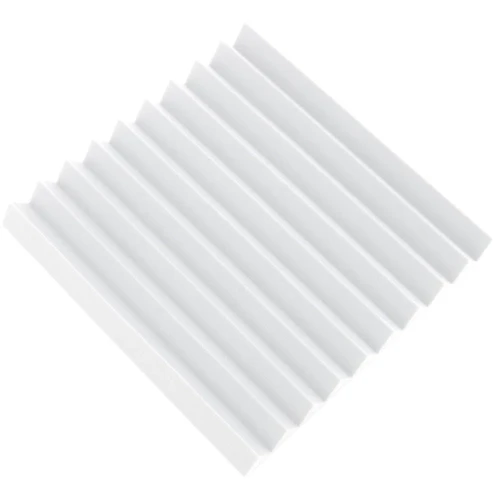 Prostokątny biały panel wygłuszający Basotect o wymiarach 25x50 cm z profilem klinowym.
