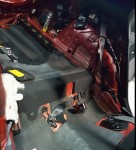 Podłoga kabiny pasażerskiej w Kia Stinger szczelnie pokryta pierwszą warstwą izolacji akustycznej Bitmat