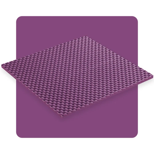 Fioletowy panel akustyczny z pianki poliuretanowej w kolorze fioletowym 50× 50×2 cm
