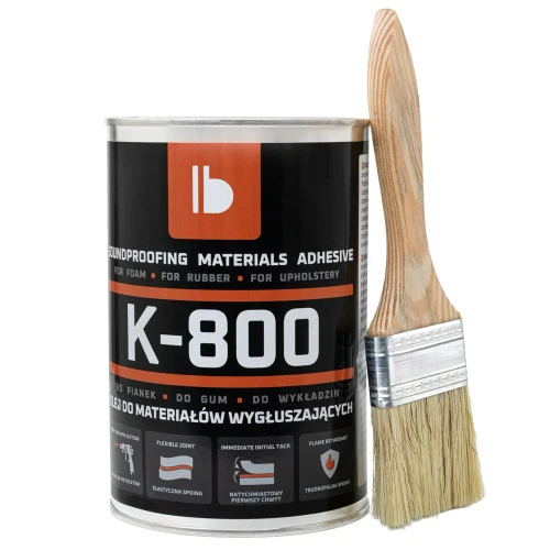 Puszka kleju kontaktowego K-800 z pędzlem.