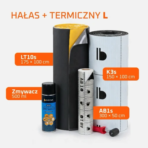 Zestaw do izolacji termicznej i akustycznej maski auta, rozmiar L z matami LT10, zabezpieczający silnik.