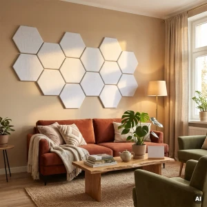 Panel akustyczny poliestrowy w kształcie heksagonów biały 2 i 4 cm  – zdjęcie 25