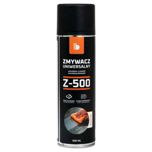 Czarno-pomarańczowa puszka odtłuszczacza uniwersalnego Z-500 w sprayu ukazana pod lekkim kątem.