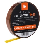 Kartonowe pudełko z taśmą kaptonową TK-15 o szerokości 15 mm z widoczną etykietą.