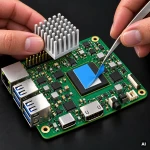 Montaż aluminiowego radiatora chłodzącego na procesorze płytki PCB przy użyciu taśmy TPC-15.
