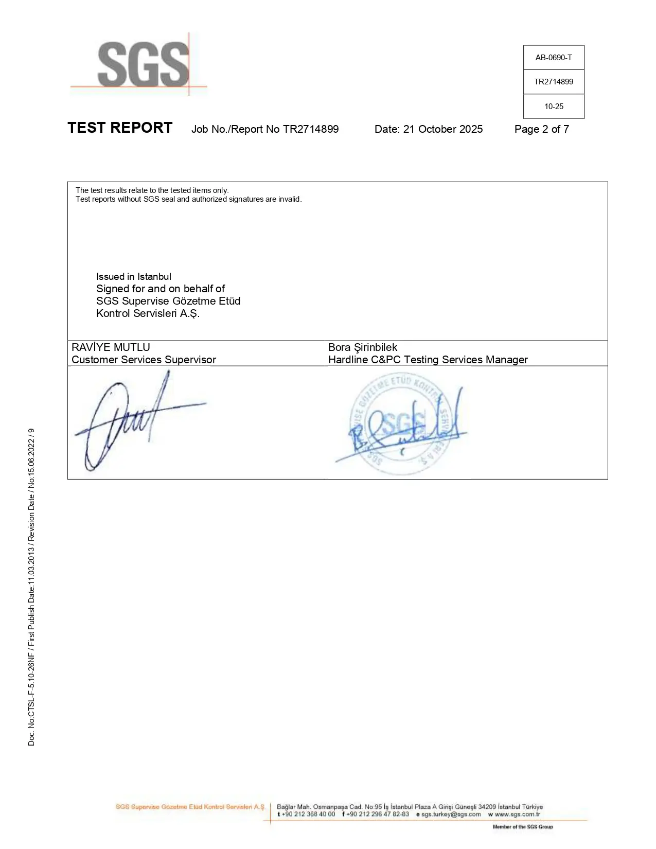 Raport RoHS nr 2714899 maty butylowej Bitmat AB – strona 2/7
