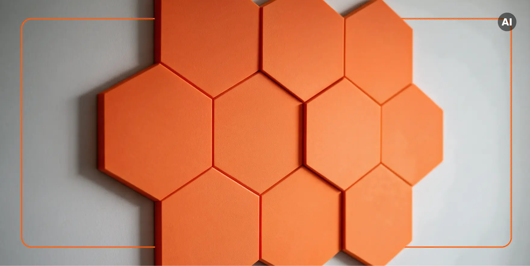 Aranżacja ściany z heksagonalnymi panelami akustycznymi Bitmat Hexagon